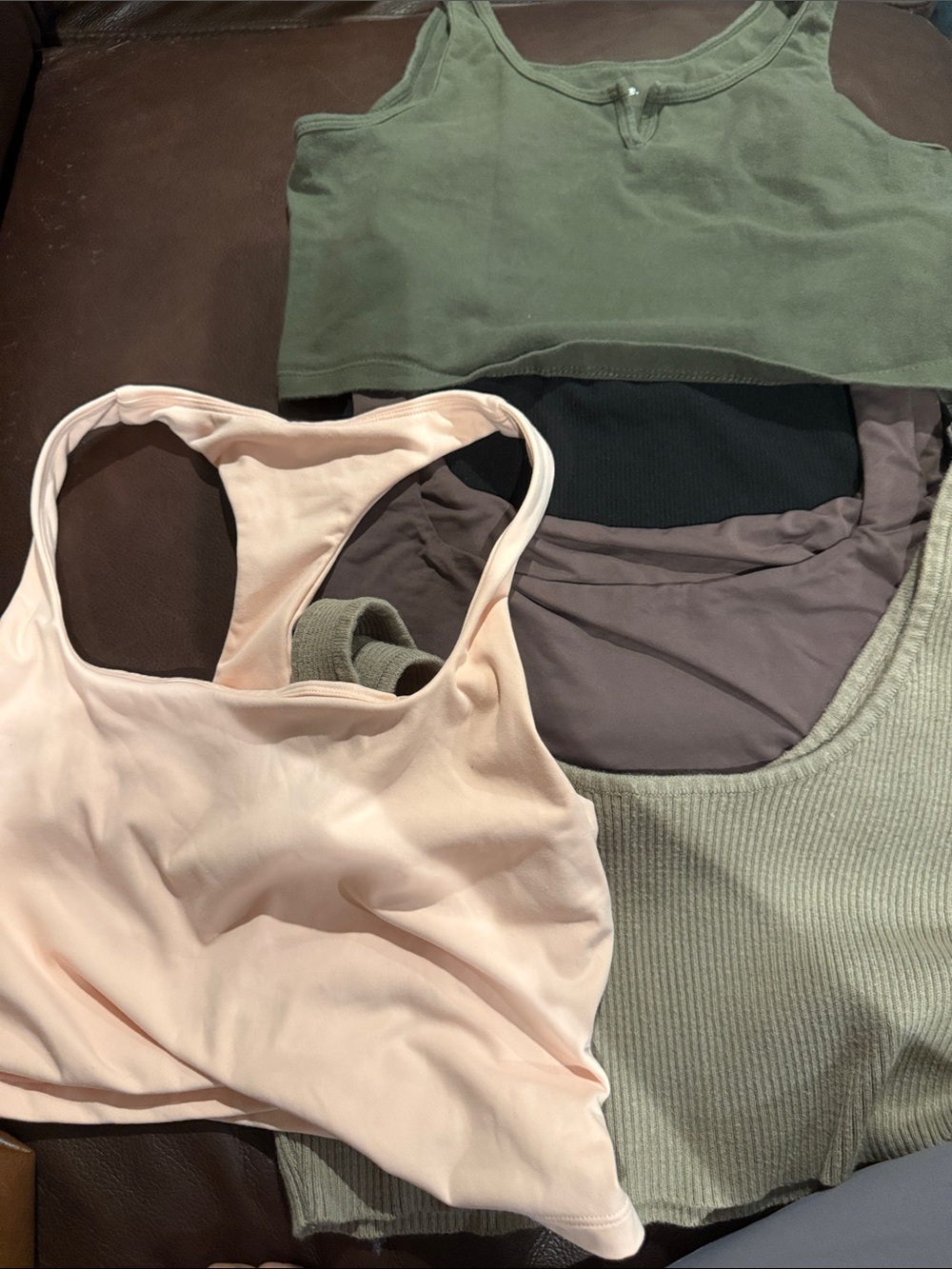Forever 21 Ribbed Scoop Crop Tank - Beige four piece $17